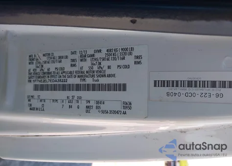 2014 Ford E-250 Commercial из США, поврежденный, VIN 1FTNE2EL7EDA35222